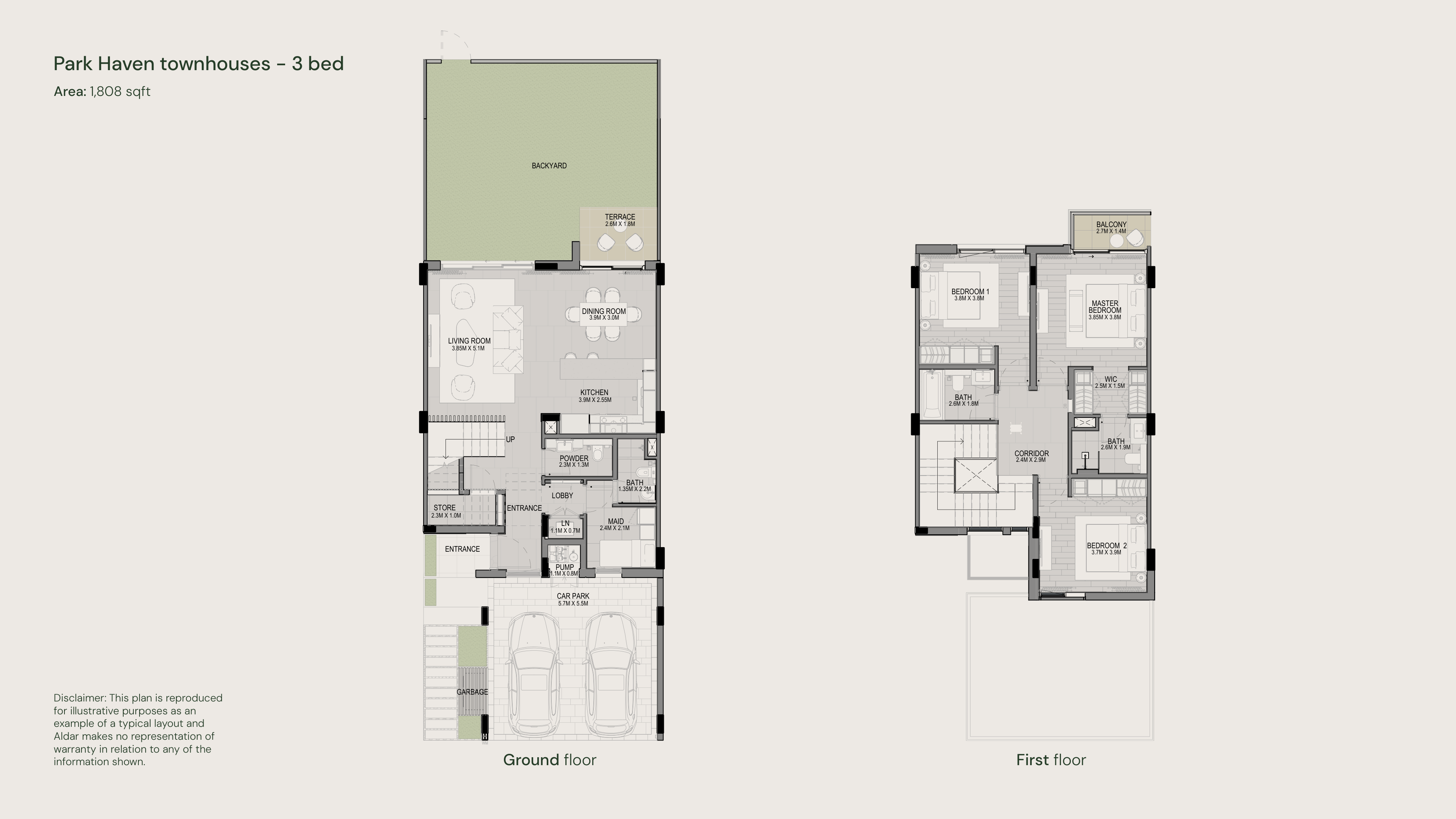Haven by Aldar 3 Bedroom Townhouse floor plan